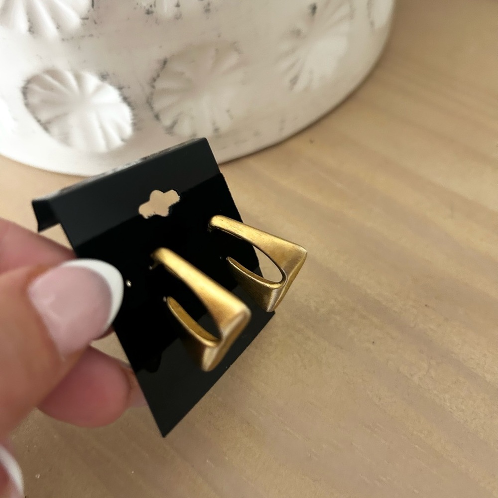 Unique Gold Tone Geometric Shape Hoop Earrings